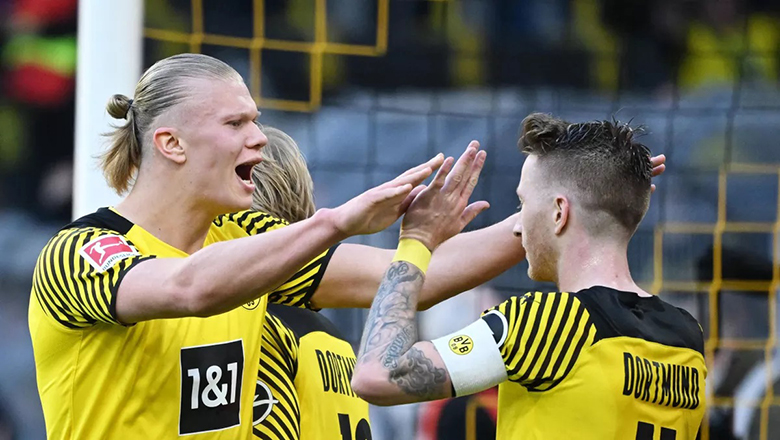 Erling Haaland lập cú đúp, Dortmund 'đánh tennis' trước Wolfsburg - Ảnh 1