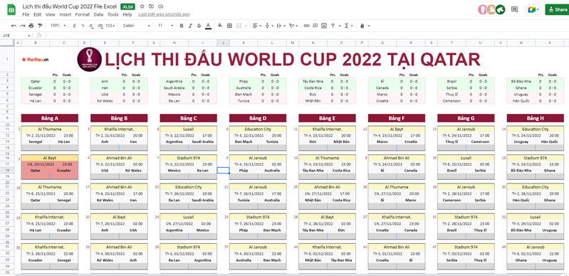 Tải lịch thi đấu World Cup 2022 File Excel, PDF bản đẹp nhất - Ảnh 2